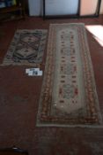 A Turkish runner and a Turkish carpet double knotted, both with certificates of origin. 284cm x 80cm