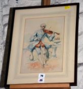 Thirkell Pearce (19th Century) Violinist Watercolour Signed lower left 31.5cm x 21cm. Best Bid