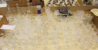 A quantity of glassware to include Stuart crystal, Brieley crystal, decanters and modern
