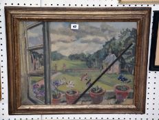 Constance Lane (20th Century) View of a garden Oil on board Unsigned 39cm x 49cm