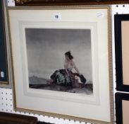 Sir William Russell Flint (1880-1969) Seated figure with laundry basket Colour print Signed to