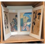 Japanese woodblock prints, various subjects, unframed -8