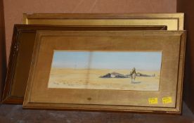 Myra Meyrick Desert scenes, 'Sahara, Algeria' Watercolours Signed 13cm x 35cm approx. -3