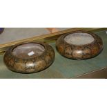 A pair of Indian bronze & enamelled bowls, 20cm diameter