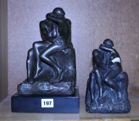A 'bronzed' resin model 'The Kiss' After Rodin, and another (AF) (2). Best Bid