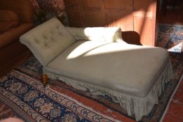 A Victorian button back upholstered chaise longue (a/f). Best Bid