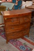 An early 19th Century mahogany bow front chest drawers.