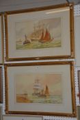 19th Century School Fishing boats Watercolour, a pair Signed C.Callow lower right 30cm x 53cm -2