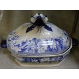 A Heathcote & Co. blue and white tureen and cover, 38cm wide approx.. Best Bid