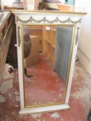A cream painted and parcel gilt wall mirror in Regency style 112cm high, 64cm wide
