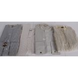 A 1940s man's unworn striped shirt with a CC41 Utility label and the original card shop label;