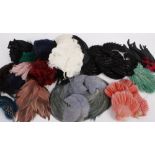 A collection of feathers and feather trimmings, suitable for millinery use, (qty).