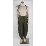 A pair of USAAF flying trousers, with braces and faux fur lining, the inside label reads 'Type A-