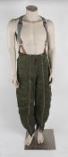 A pair of USAAF flying trousers, with braces and faux fur lining, the inside label reads 'Type A-