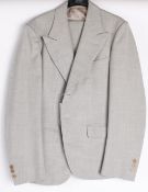 A gentleman's light grey vintage suit; together with a pale brown suit by Dualworth of Pittsburgh;