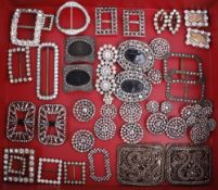 A collection of 19th century buckles and buttons, including: cut steel and paste examples, (qty).