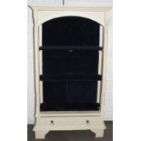 A 19th century wooden cream painted open-fronted wardrobe, with clothes rail and two drawers