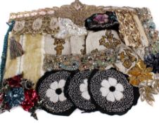 A collection of 20th century passementerie bead and sequin trimmings, including: embroidered white