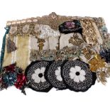 A collection of 20th century passementerie bead and sequin trimmings, including: embroidered white