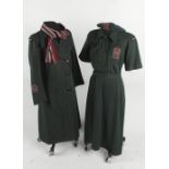 A Women's Voluntary Service/Civil Defence (Kent) green wool dress, (considerable moth damage);