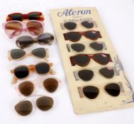 Alcron quality sunglasses S.D.R Made in England on original display card; a pair of cased 1950s
