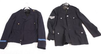 A St John's Ambulance uniform and hat; together with a Denver Police uniform jacket, blue wool