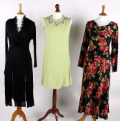 A Mary Quant 1970s maxi dress; together with a 1980s Hidy Misawa black dress; a Susan Small green