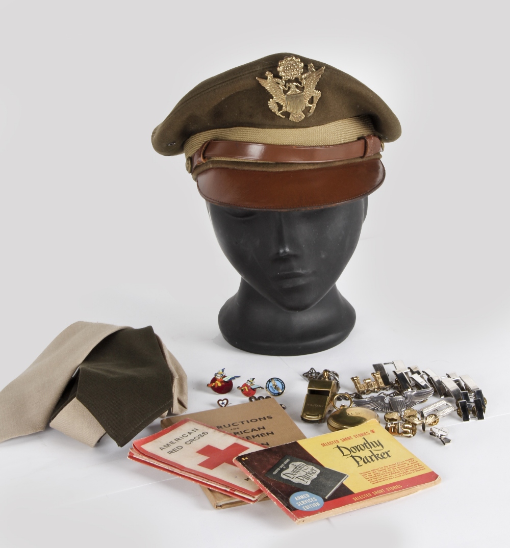 An American USAAF Officer's crusher cap, with original USAAF brass badge; together with a military