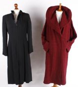 A collection of vintage costume, including: a 1940s wool coat (appears to have been relined); a