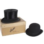 A Scott & Co. silk top hat with its original box, 59cm circumference; together with a Scott & Co.