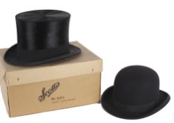 A Scott & Co. silk top hat with its original box, 59cm circumference; together with a Scott & Co.