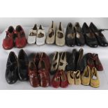 A collection of children's shoes dating from the early 20th century to the 1960s, including: