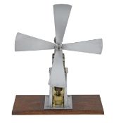 A model of a hot air powered fan, built by the late Mr Brian Marshall of Chichester, with open crank