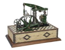 A well engineered model of a M.E. beam engine, built by Mr N. Hooper of Devon, the beam supported on
