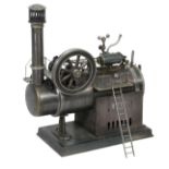 A German horizontal model of an overtype steam plant by Josef Falk, with horizontal locomotive