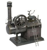 A German horizontal model of an overtype steam plant by Josef Falk, with horizontal locomotive