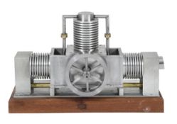 A model of a twin cylinder horizontal Sterling hot air engine, built by the late Mr Brian Marshall