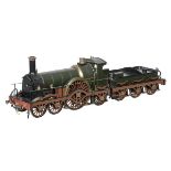 A fine Gauge 1 model of a GWR Rover Class 4-2-2 broad gauge tender locomotive, built by Bill Lee