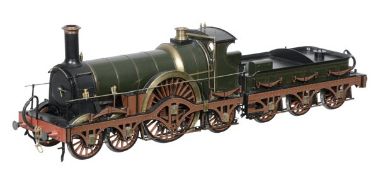 A fine Gauge 1 model of a GWR Rover Class 4-2-2 broad gauge tender locomotive, built by Bill Lee