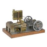 A model of a Bremen twin cylinder hot air engine, built by the late Mr Brian Marshall of Chichester,