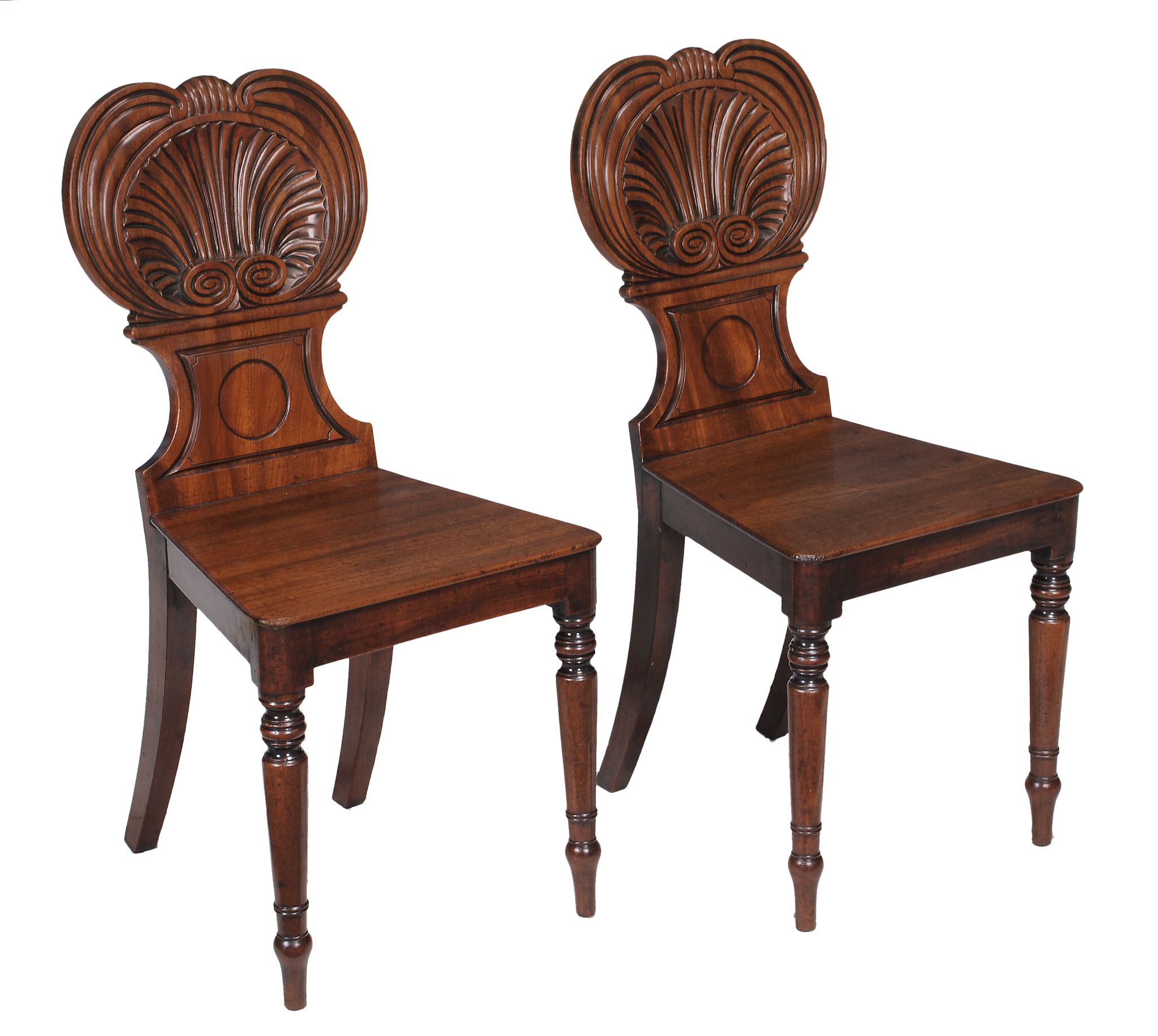 A pair of Regency mahogany hall chairs , circa 1815  A pair of Regency mahogany hall chairs  , circa - Image 4 of 5