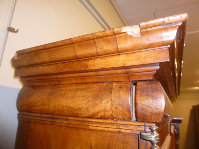 A George I walnut bureau bookcase, circa 1720, moulded cornice  A George I walnut bureau bookcase, - Image 4 of 11