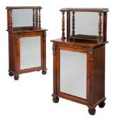 A pair of William IV rosewood side cabinets , circa 1835  A pair of William IV rosewood side