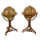 A fine pair of Victorian 18 inch floor-standing library globes J  A fine pair of Victorian 18 inch