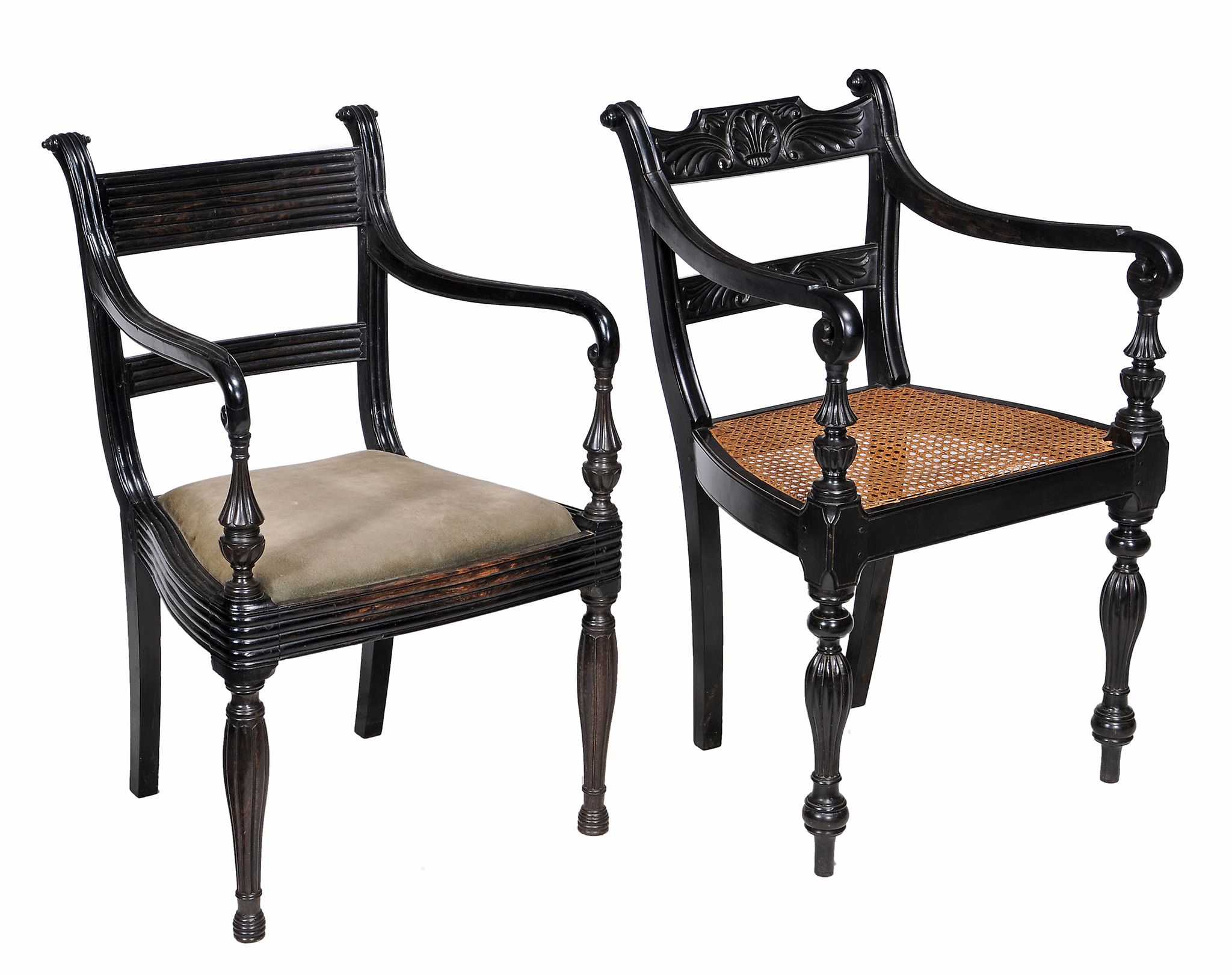 A Ceylonese ebony open armchair, circa 1840  A Ceylonese ebony open armchair,   circa 1840  ,   with - Image 5 of 5