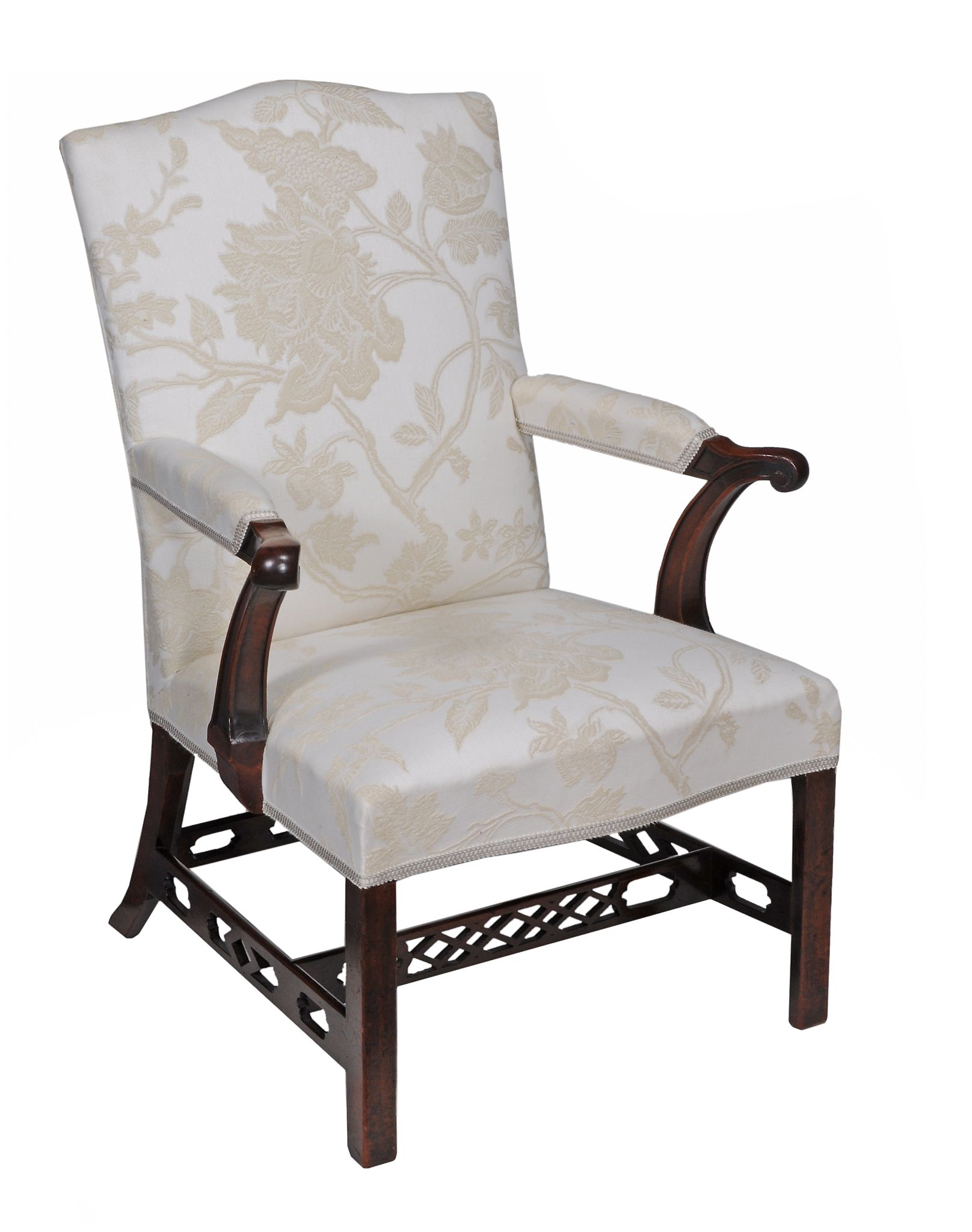 A George III mahogany and upholstered armchair , circa 1760  A George III mahogany and upholstered