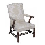 A George III mahogany and upholstered armchair , circa 1760  A George III mahogany and upholstered