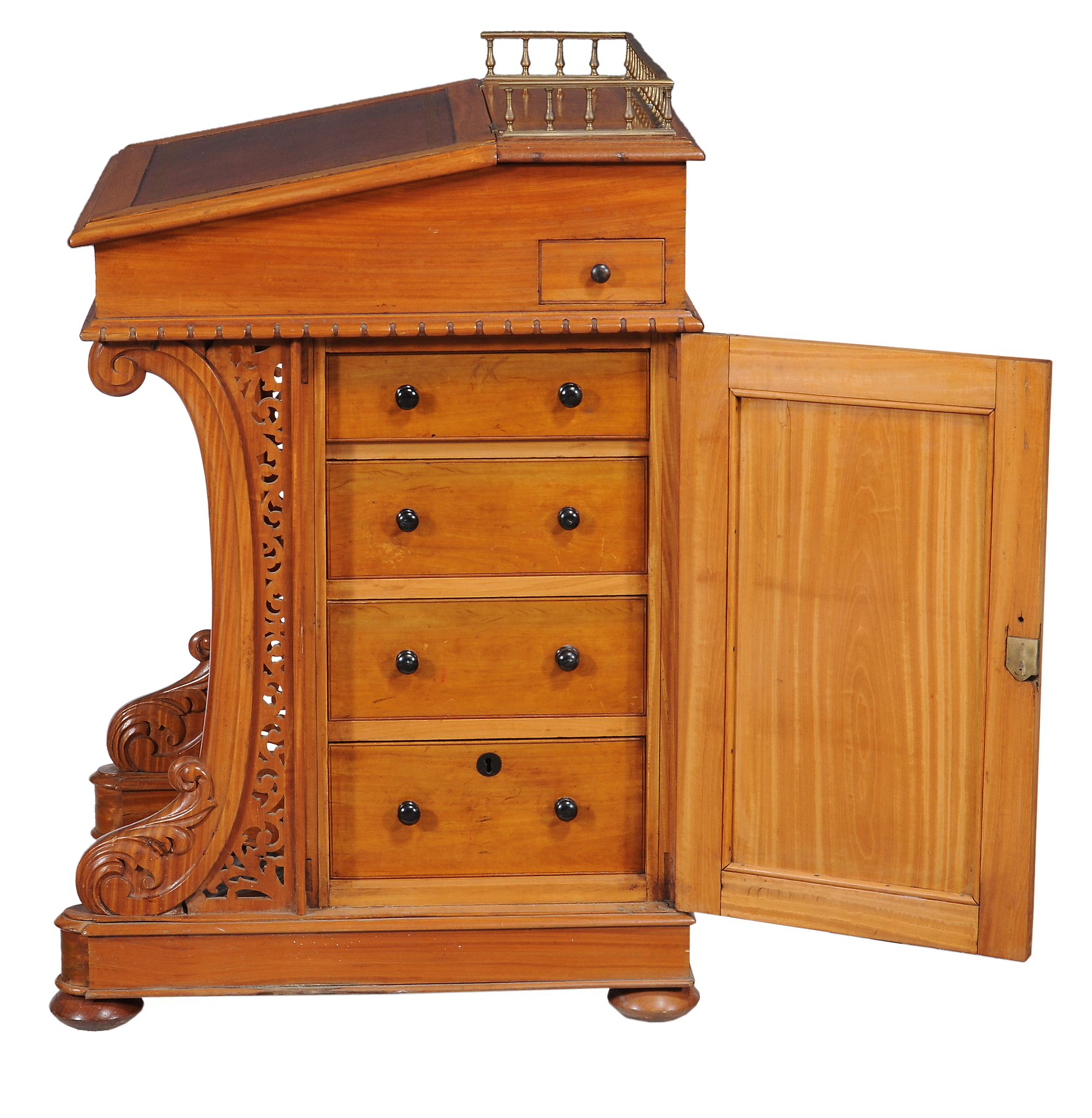 An Anglo Indian solid satinwood Davenport, circa 1840  An Anglo Indian solid satinwood - Image 2 of 4