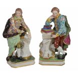 A pair of Derby porcelain figures of John Milton and William Shakespeare  A pair of Derby