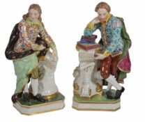 A pair of Derby porcelain figures of John Milton and William Shakespeare  A pair of Derby